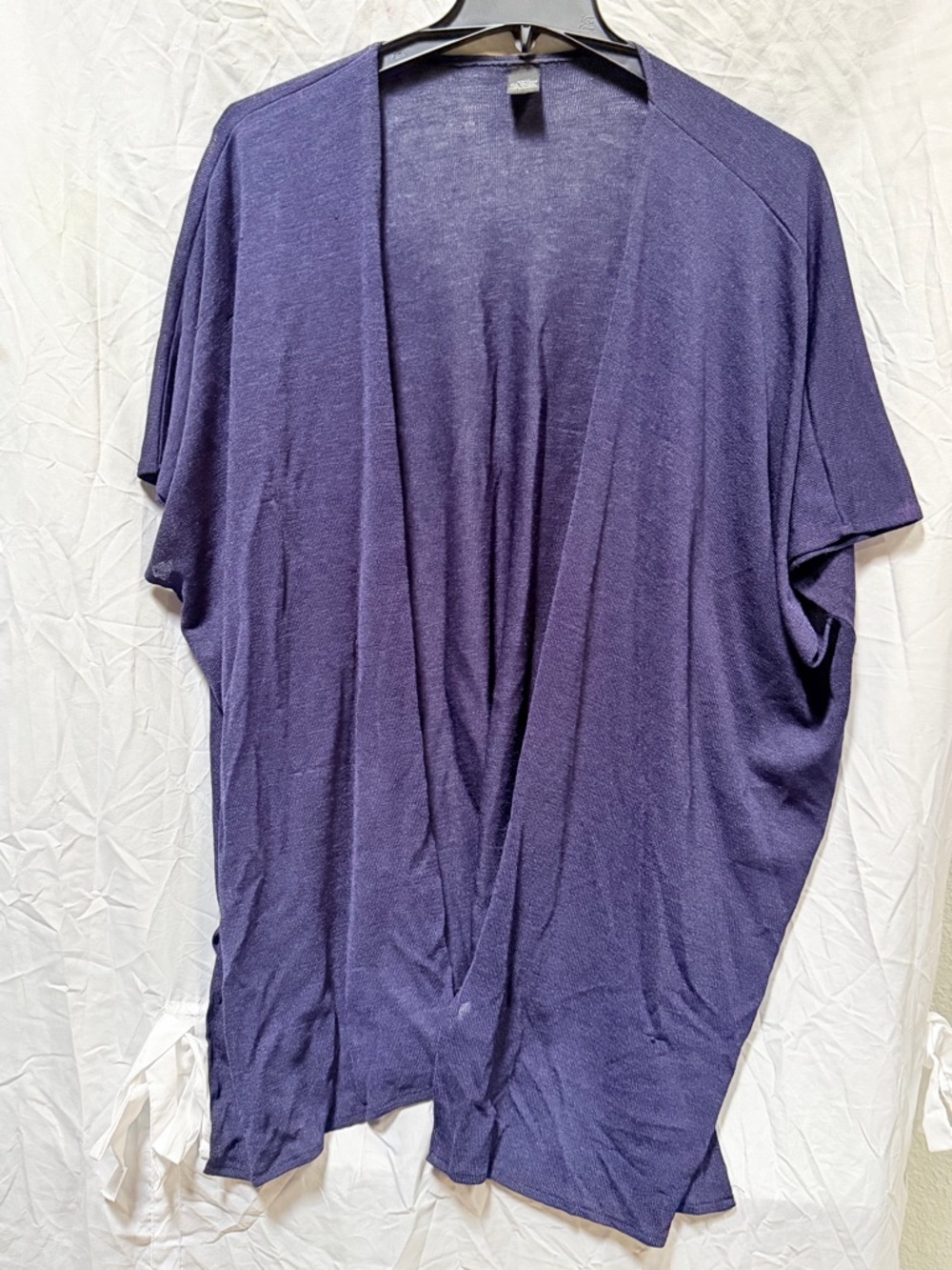 Open-Front Short Sleeve Cardigan - Deep Purple